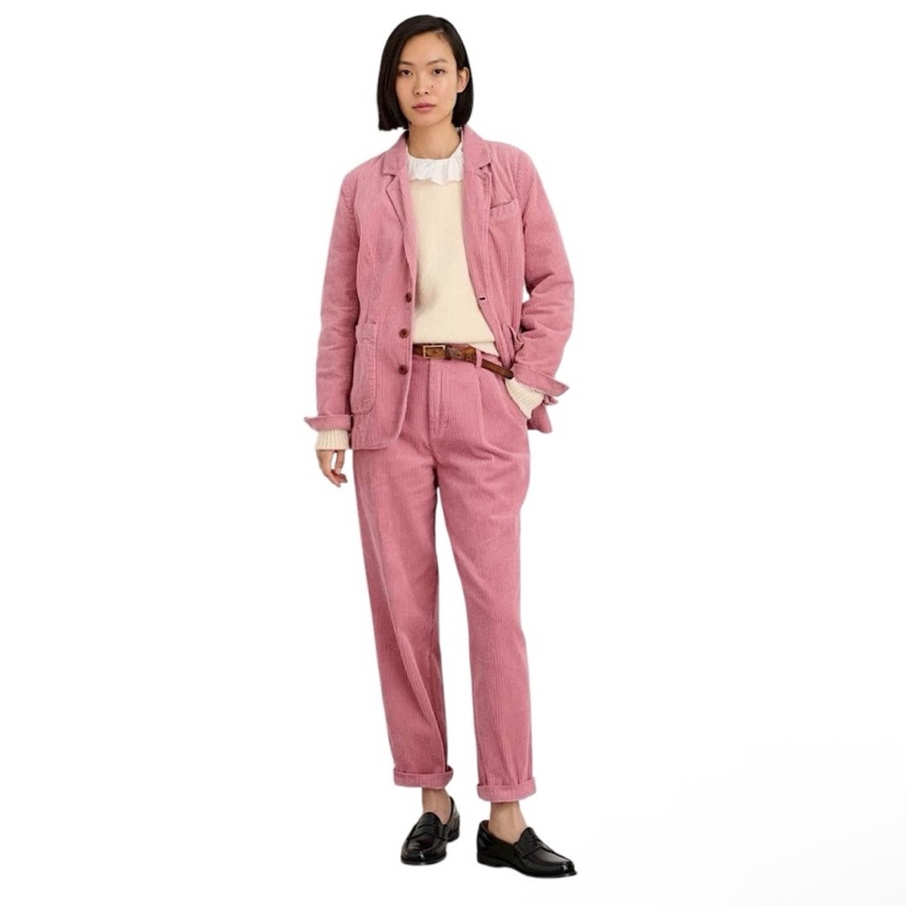 ALEX MILL Rugged Corduroy High Waist Straight Leg Ankle Crop Boy Pant Dusty Rose